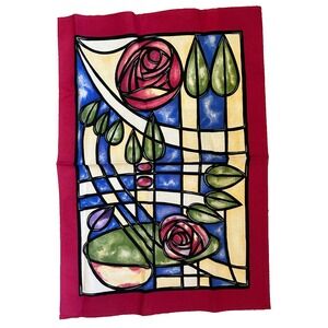 Past Times Charles Rennie Mackintosh Rose Cotton Tea Towel Art Nouveau Glasgow